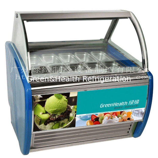 Ein Shop/Eiswarenladen nutzt Eiskühlschränke, um Edelstahlkühlschränke und Gefrierschränke anzuzeigen.