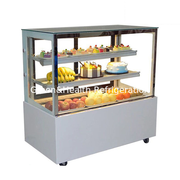 Fabrik Direktverkauf Transparentes Glas Rechtswinkel Edelstahl Kuchen Kühlschrank Gefrierschrank