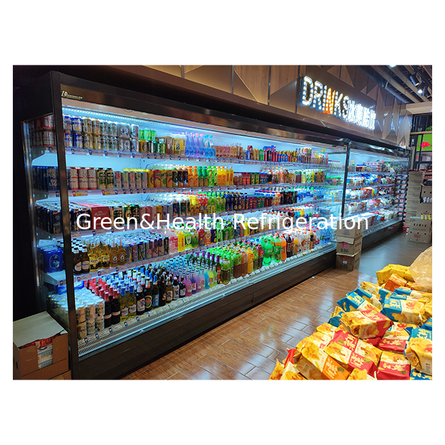 Rechtwinkliger, fünfstöckiger Supermarkt-Obst-/Gemüse-/Milch-Kühl-Offenschrank-Gefrierschrank