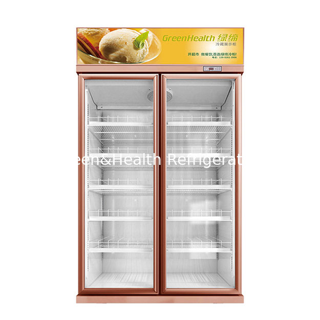 Supermarkt mit doppelten Glastüren Getränke und Getränke Kühlschrank Anzeige Gefrierschrank