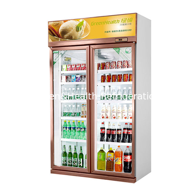 Supermarkt mit doppelten Glastüren Getränke und Getränke Kühlschrank Anzeige Gefrierschrank