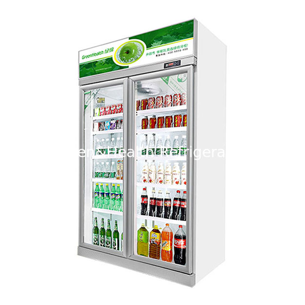 Supermarkt mit doppelten Glastüren Getränke und Getränke Kühlschrank Anzeige Gefrierschrank