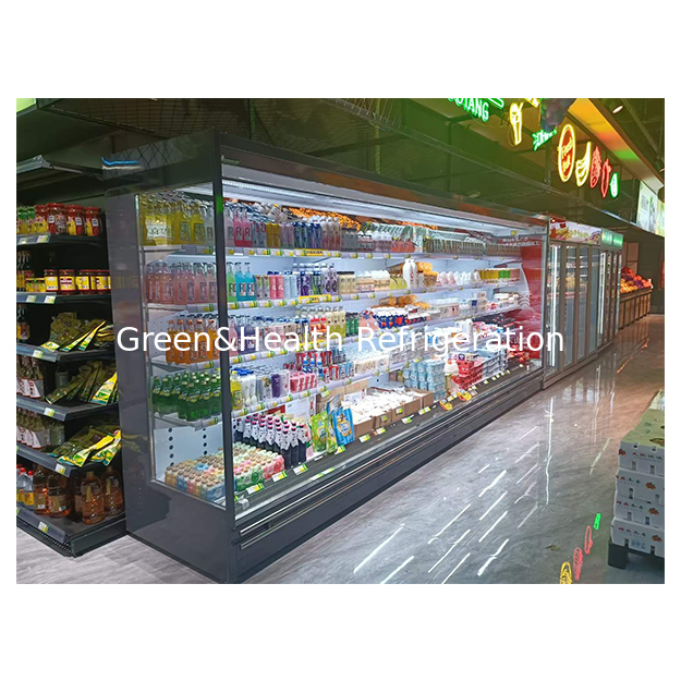 Rechte Winkel Fünf-Schicht-Glas-Edelstahl-Struktur Obst/Gemüse/Milch Lagerung Kühlschrank offener Gefrierschrank