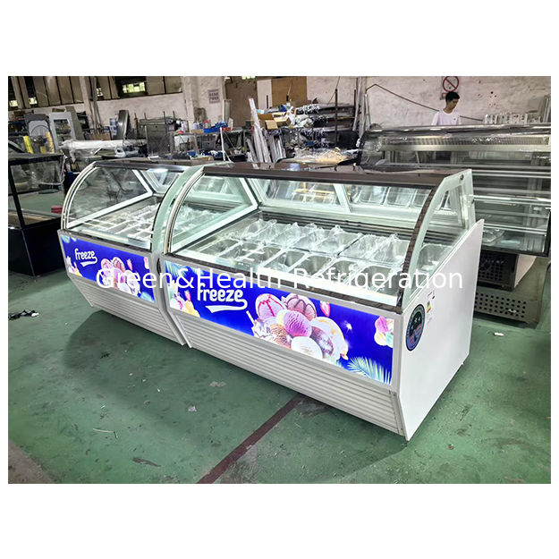 Eis- und Supermärkte nutzen Kühlschränke zur Anzeige von Eis- und Kühlschränken