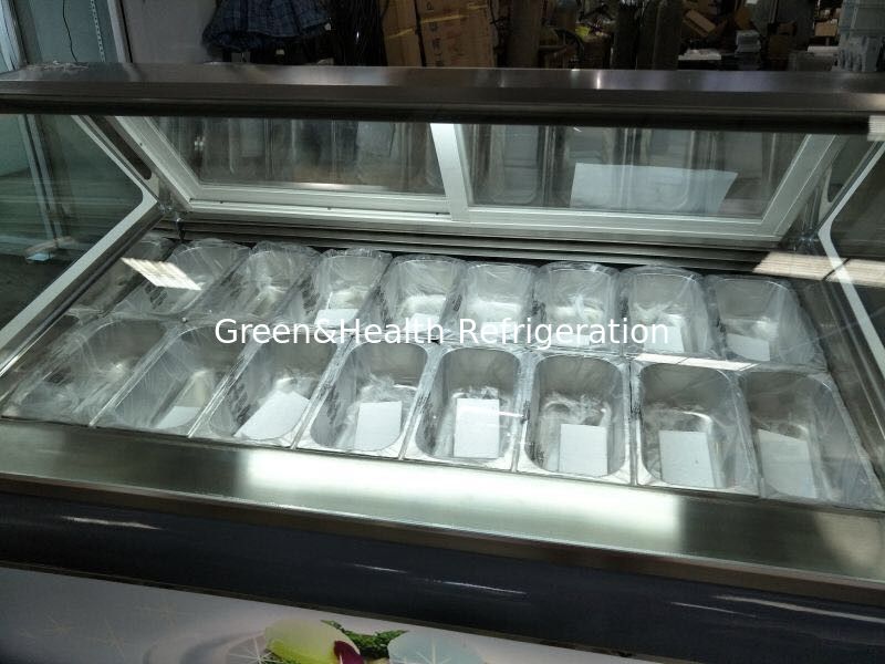 Farbe und Größe anpassbar Gelato-Eis-Display Gefrierschrank mit 10 / 12 / 16 / 22 Pfannen