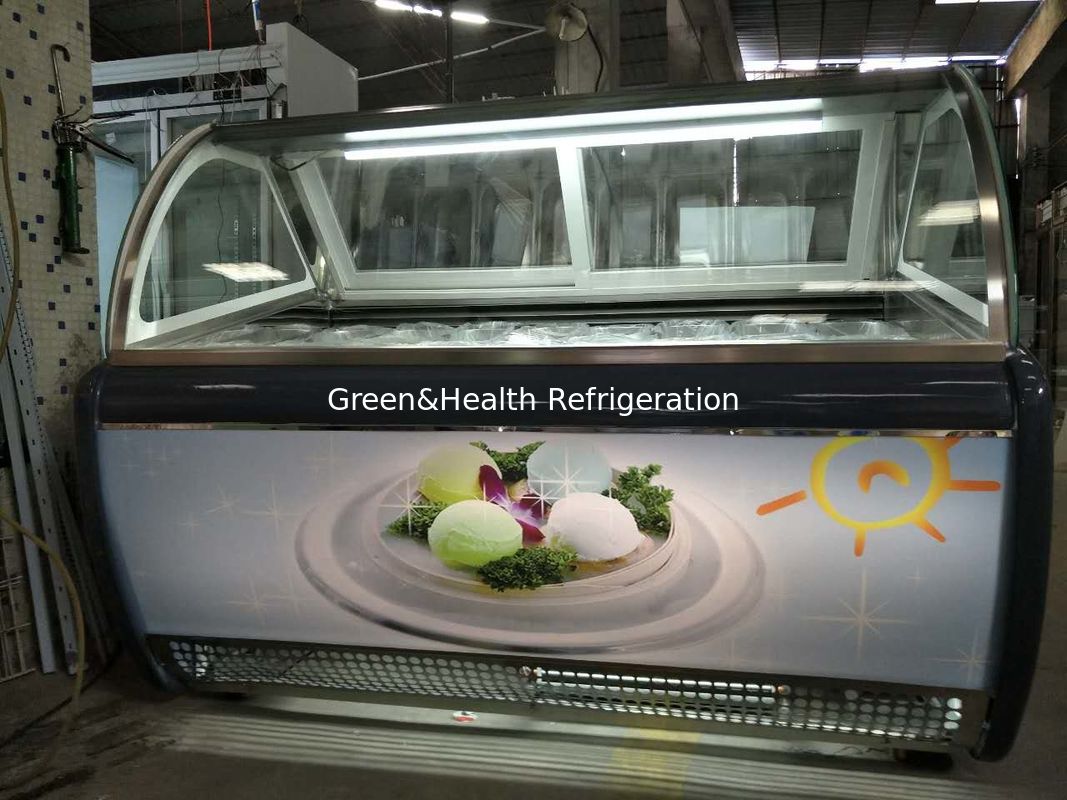 12 Pfannen Graue Farbe Italienisches Gelato-Display Gefrierschrank Für Eiswarenladen