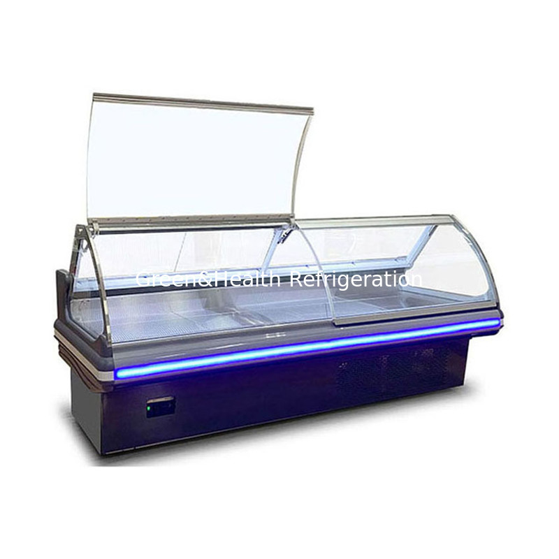 Aufheben Glas Edelstahl Struktur Horizontale kommerzielle Speicherung von gekochten Lebensmitteln Kühlschrank Gefrierschrank