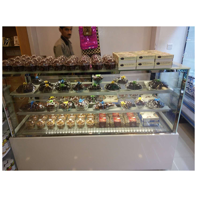 Drei-Schicht-Rolle Kuchen-Display-Frieser mit Marmor gehärtetem Glas und digitalen Thermostat für Kuchenläden