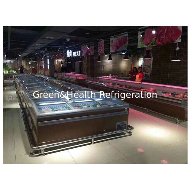 Supermarkt-Werbung Horizontale Tiefkühlkost-Lager-Ausstellungsinsel Gefrierschrank Kühlschrank