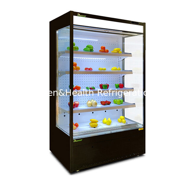 Kühlschrank mit offenem Display mit LED-Licht und Fernbedienung für Supermärkte mit Temperaturbereich von 2 ~ 8 °C