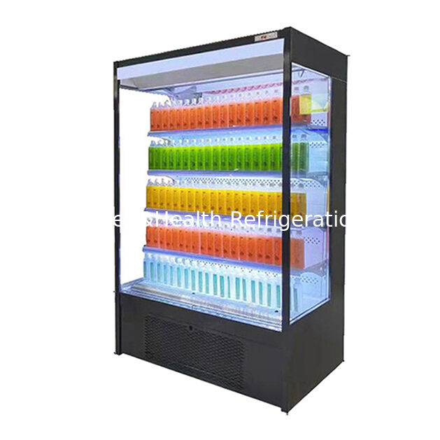 Kühlschrank mit offenem Display mit LED-Licht und Fernbedienung für Supermärkte mit Temperaturbereich von 2 ~ 8 °C