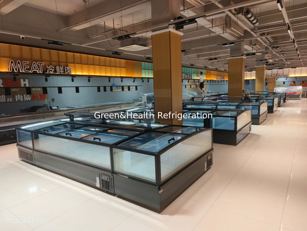 Direkter Fabrikpreis Kombinierter Insel-Display-Gefrierschrank mit großen Glasfenstern und Secop-Kompressor