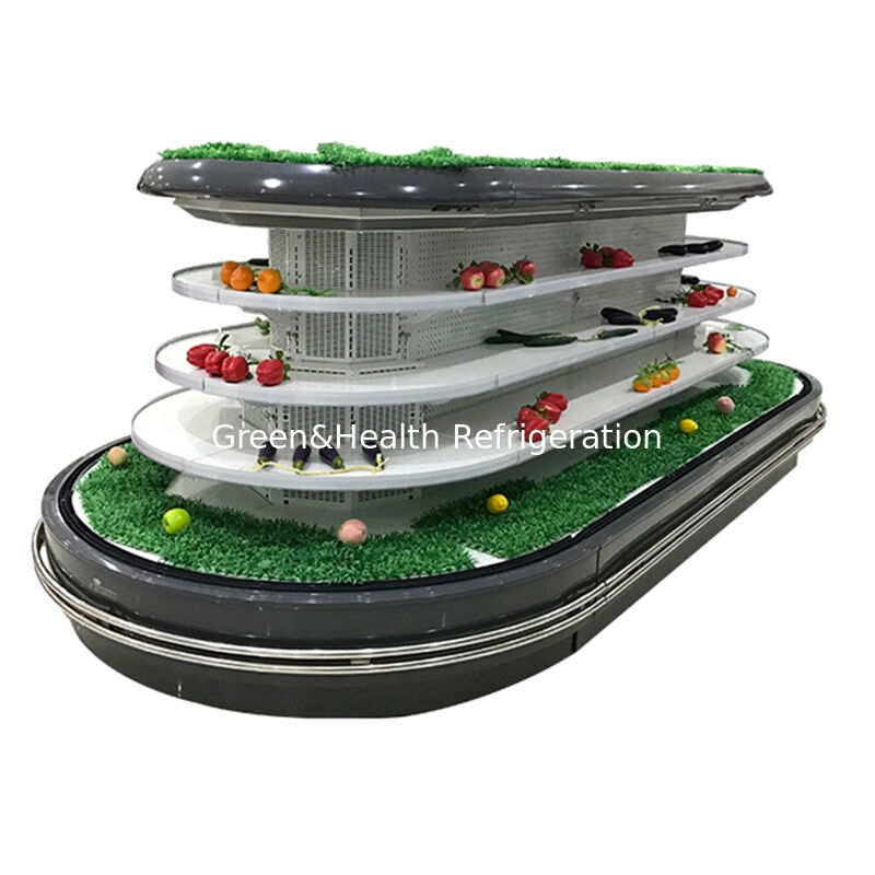 Handelsüblicher offener Multideck-Kühler mit automatischer Auftauch-LED-Beleuchtung und energiesparender Anzeige für Supermärkte