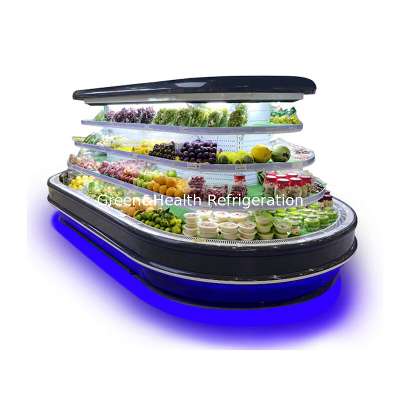 Handelsüblicher offener Multideck-Kühler mit automatischer Auftauch-LED-Beleuchtung und energiesparender Anzeige für Supermärkte