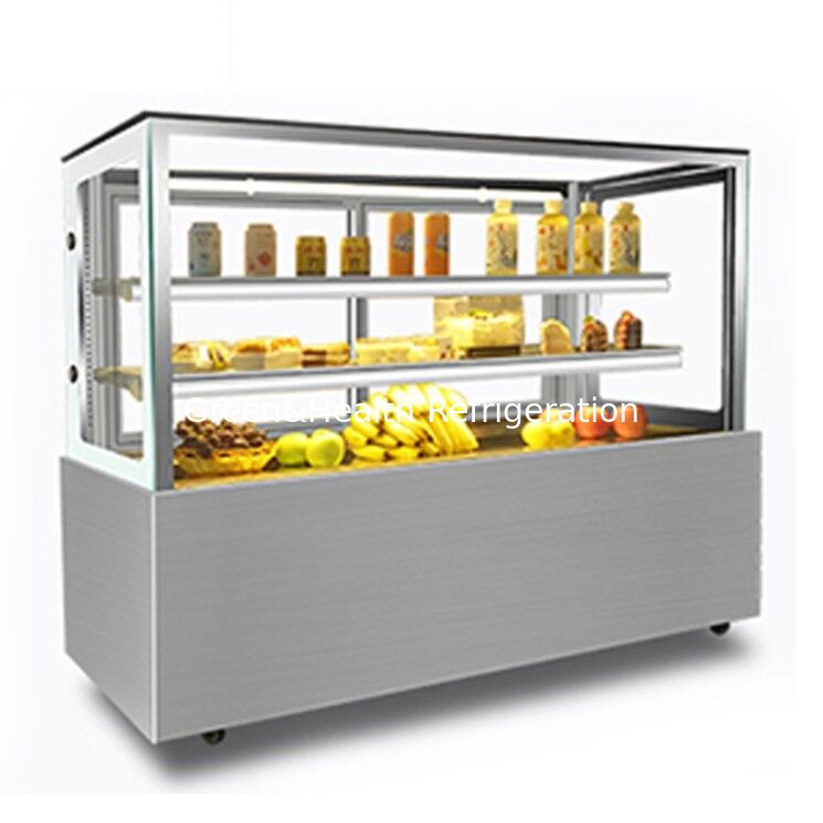 Rechte Winkel Edelstahl Kuchen-Display-Frieser mit 3 Schichten Decks für Kuchenladen Kühlung