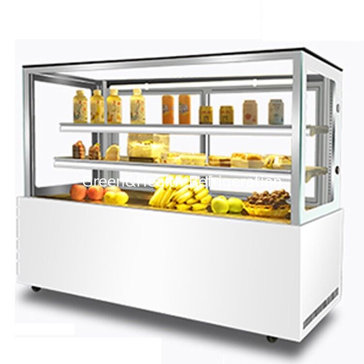 Rechte Winkel Edelstahl Kuchen-Display-Frieser mit 3 Schichten Decks für Kuchenladen Kühlung