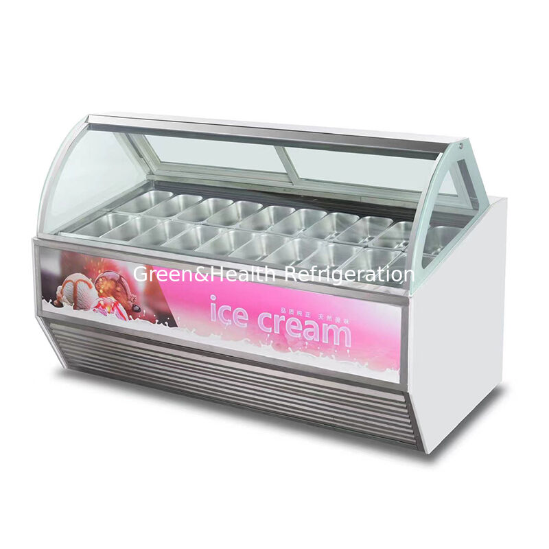 Gewerblicher Eis-Display-Frieser mit einstellbarem Thermostat aus Edelstahl