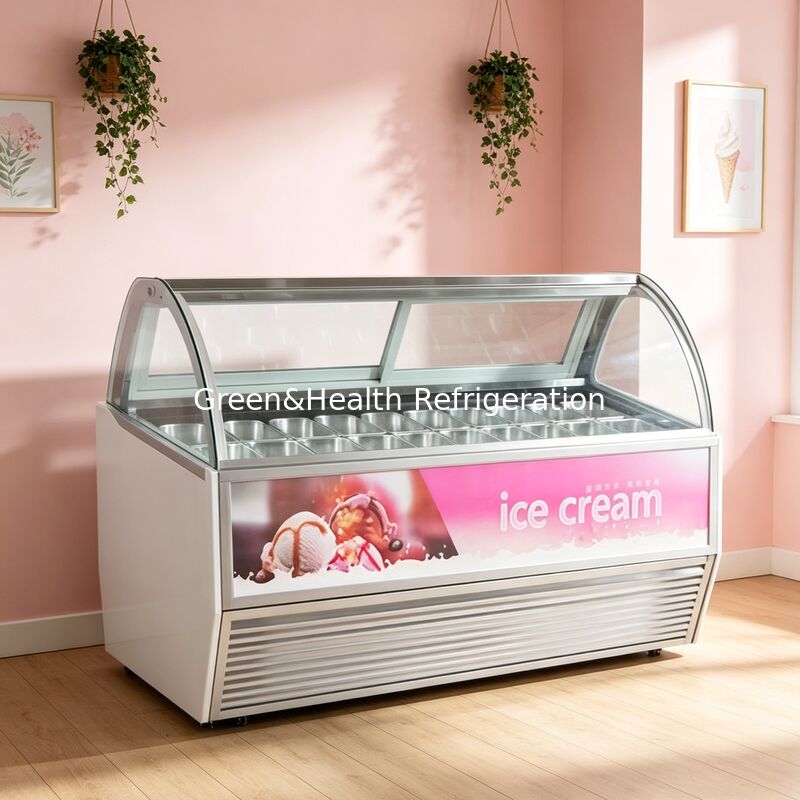 Gewerblicher Eis-Display-Frieser mit einstellbarem Thermostat aus Edelstahl