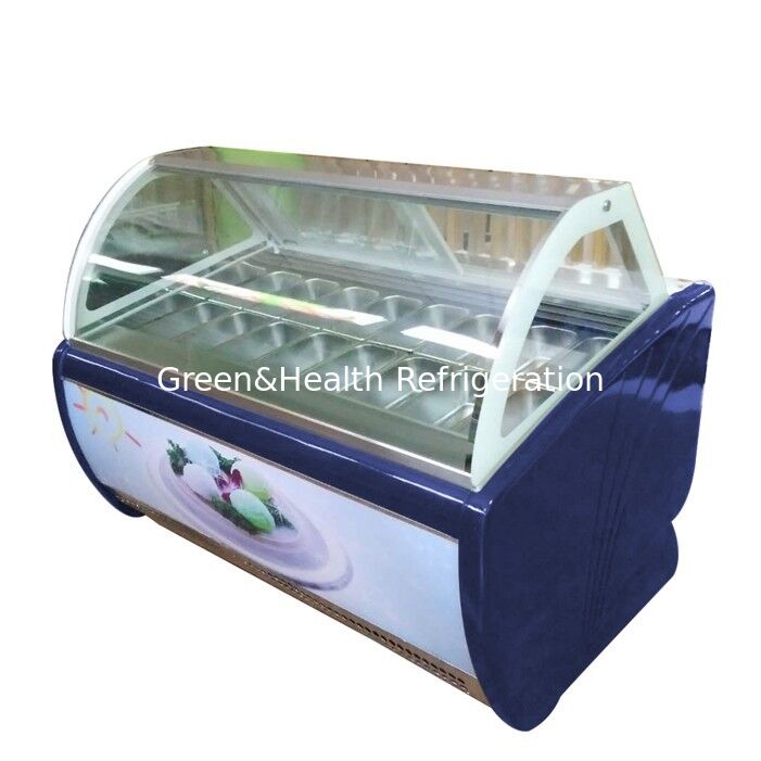 Gewerblicher Eis-Display-Frieser mit einstellbarem Thermostat aus Edelstahl