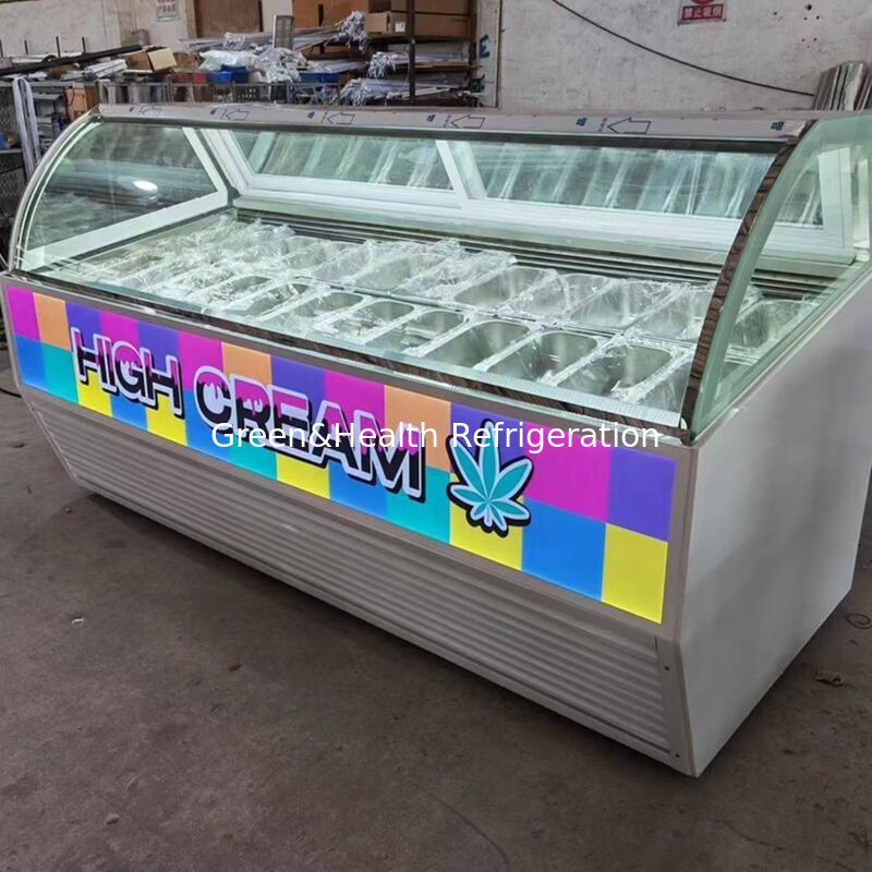 Gewerblicher Eis-Display-Frieser mit einstellbarem Thermostat aus Edelstahl