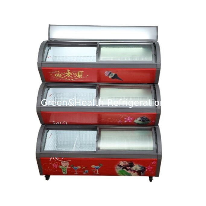 Commercial Three Layers Ice Cream Display Freezer with R404a Refrigerant and Stainless Steel Pans