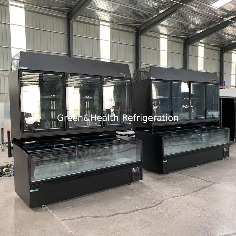 Zweifunktions-Inselfriger mit Edelstahl/Glas Außen und 850L Kapazität für Supermarkt-Display