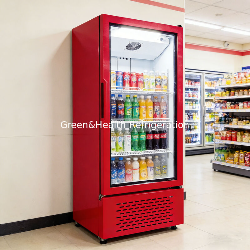 Fan Cooling Auto Defrost 273L Commercial Upright Beverage Display Refrigerator with Glass Door