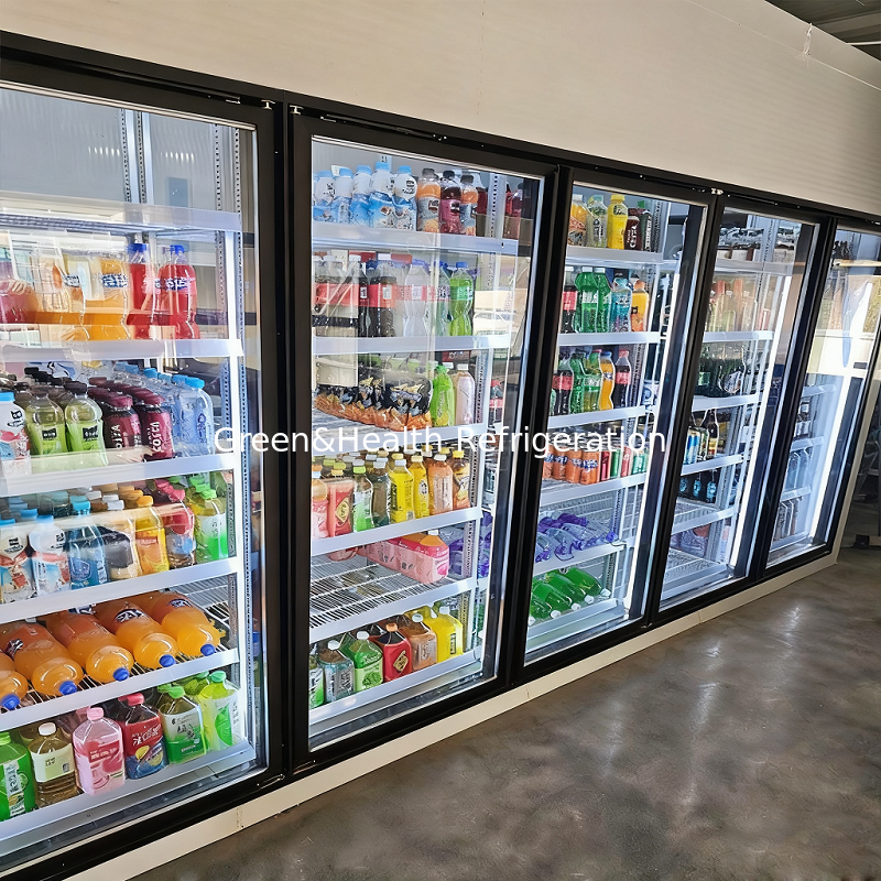 Commercial Pu Panel Display Glass Door Cold Storage Chamber Room Walk In Freezer For Supermarket