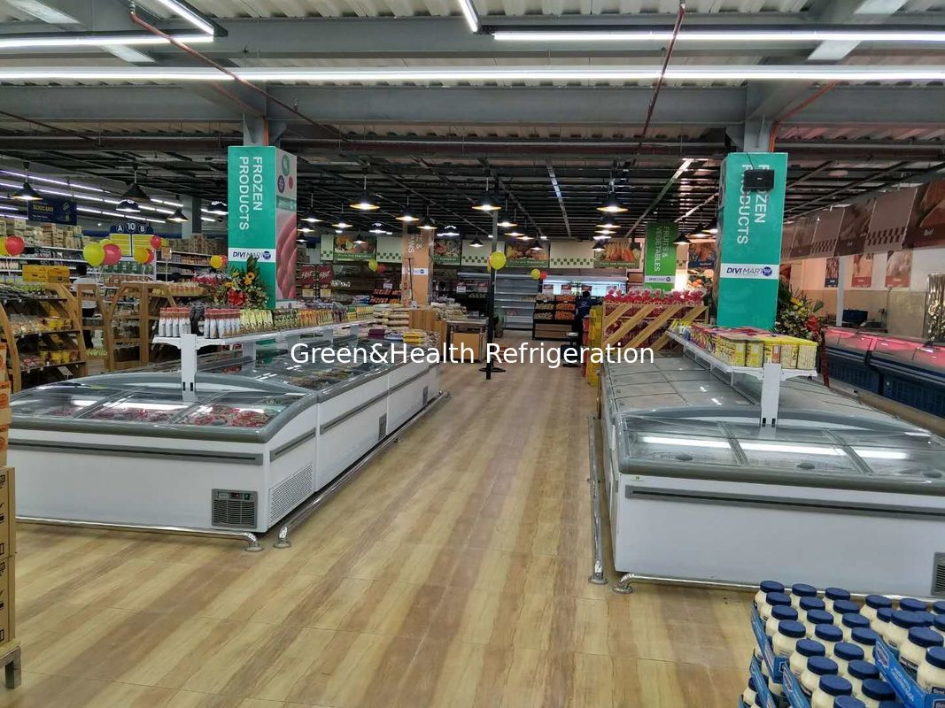 Öffnen Sie den Kompressor Danfoss Supermarkt Insel Gefrierschrank Gewerbekühlschrank