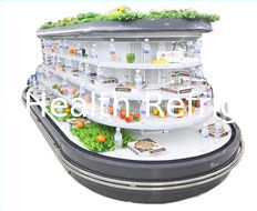 Supermarket hypermarket color steel multideck vertical annular open chiller showcase for fresh food beverage meat dairy