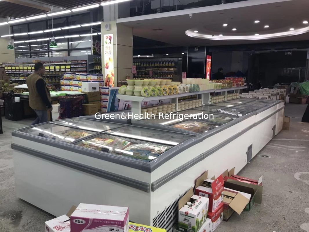 Öffnen Sie den Kompressor Danfoss Supermarkt Insel Gefrierschrank Gewerbekühlschrank
