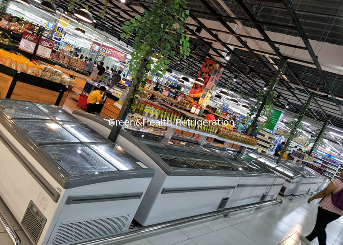 Öffnen Sie den Kompressor Danfoss Supermarkt Insel Gefrierschrank Gewerbekühlschrank