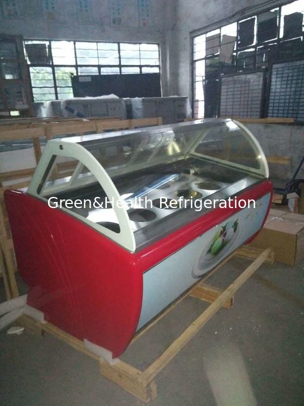 Energieeffizienter Gewerbe-Eis-Display-Eisfriergerät mit geschwungenem Glas und Danfoss-Kompressor