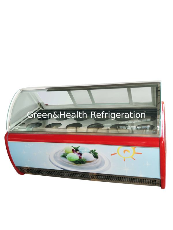 Energieeffizienter Gewerbe-Eis-Display-Eisfriergerät mit geschwungenem Glas und Danfoss-Kompressor