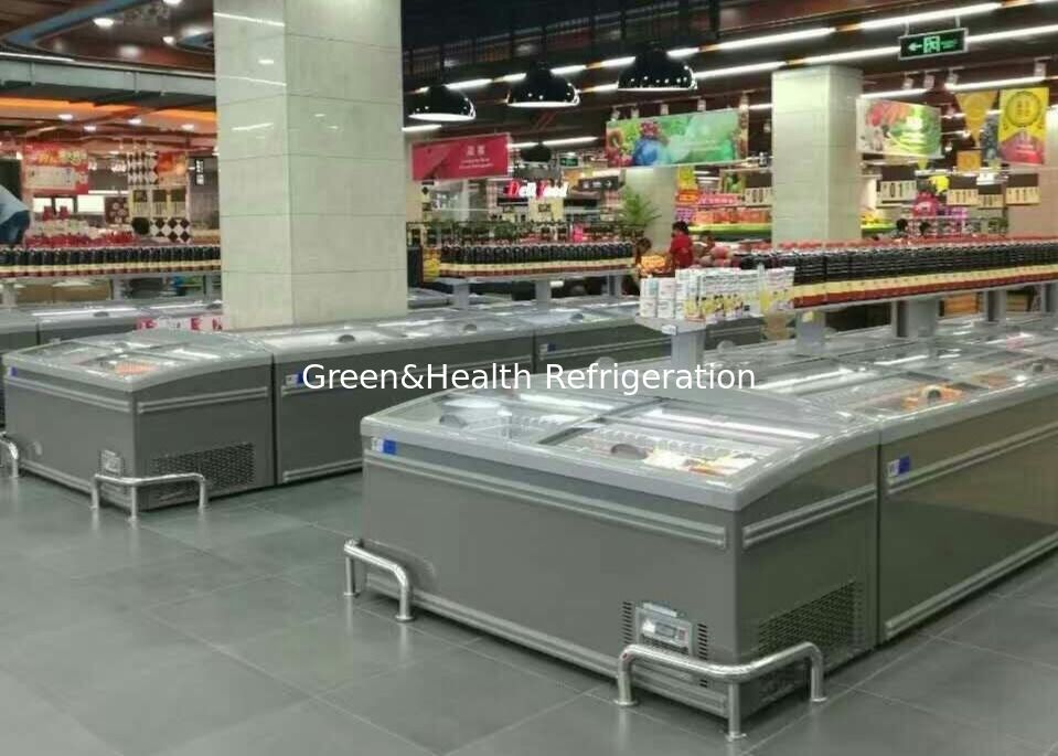 Schiebetür-Supermarkt kombinierter Insel-Gefrierschrank für Fleisch