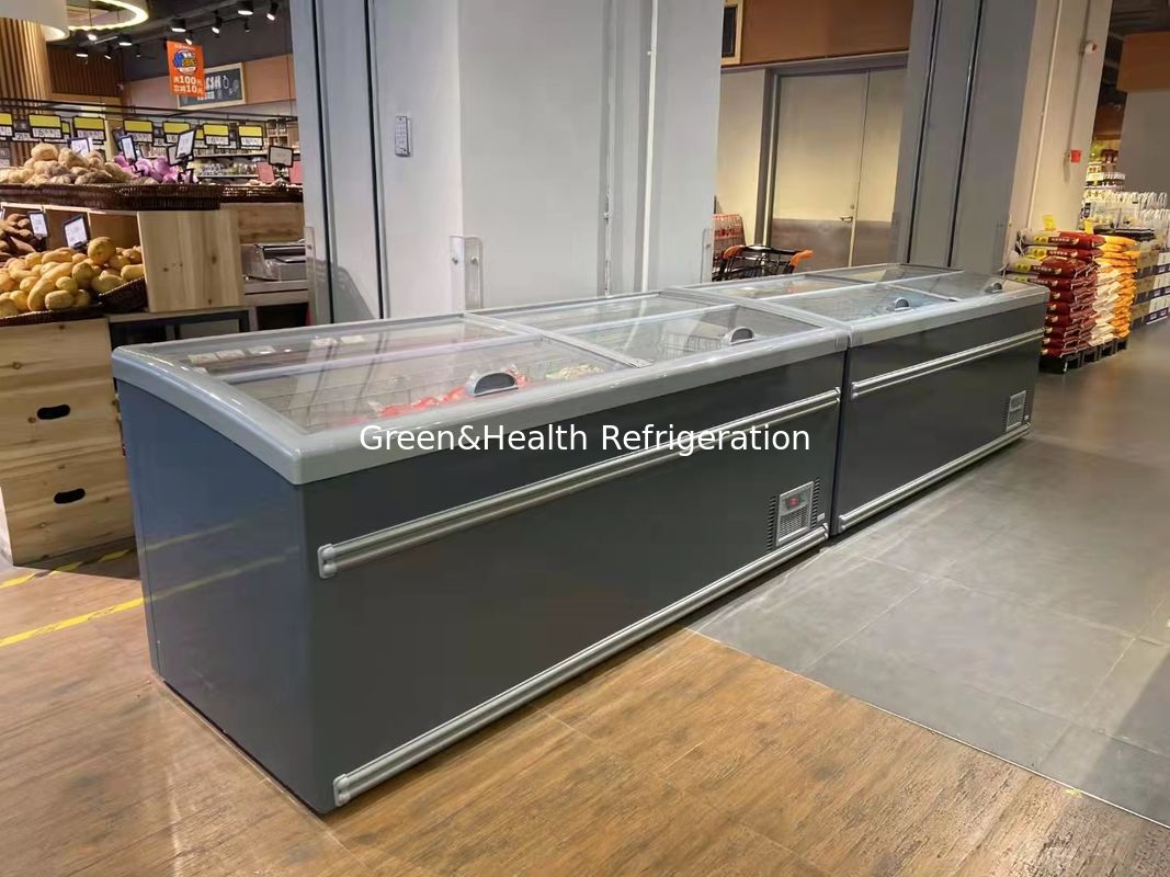 Schiebetür-Supermarkt kombinierter Insel-Gefrierschrank für Fleisch