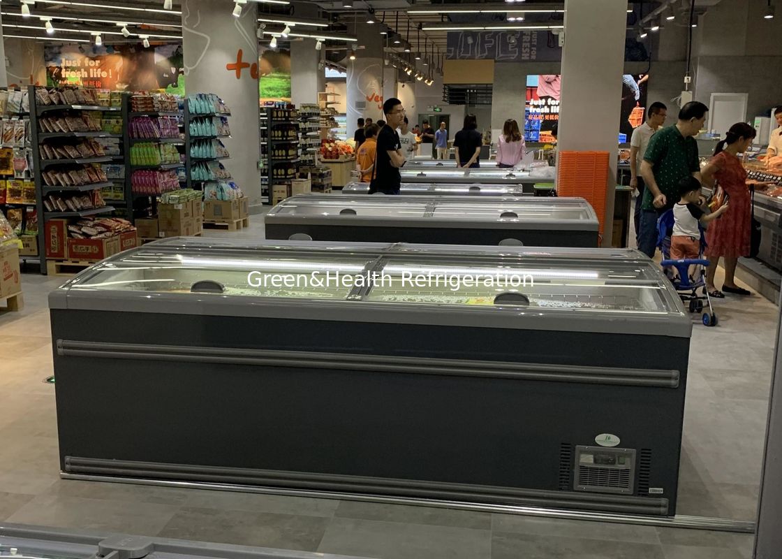 Schiebetür-Supermarkt kombinierter Insel-Gefrierschrank für Fleisch