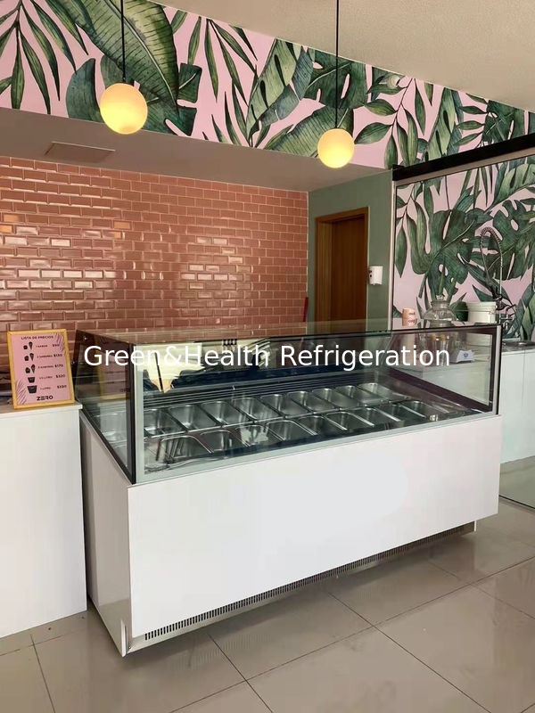 Gewerblicher Kühlventilator Eis-Display-Frieser mit Edelstahlpannen und digitaler Steuerung