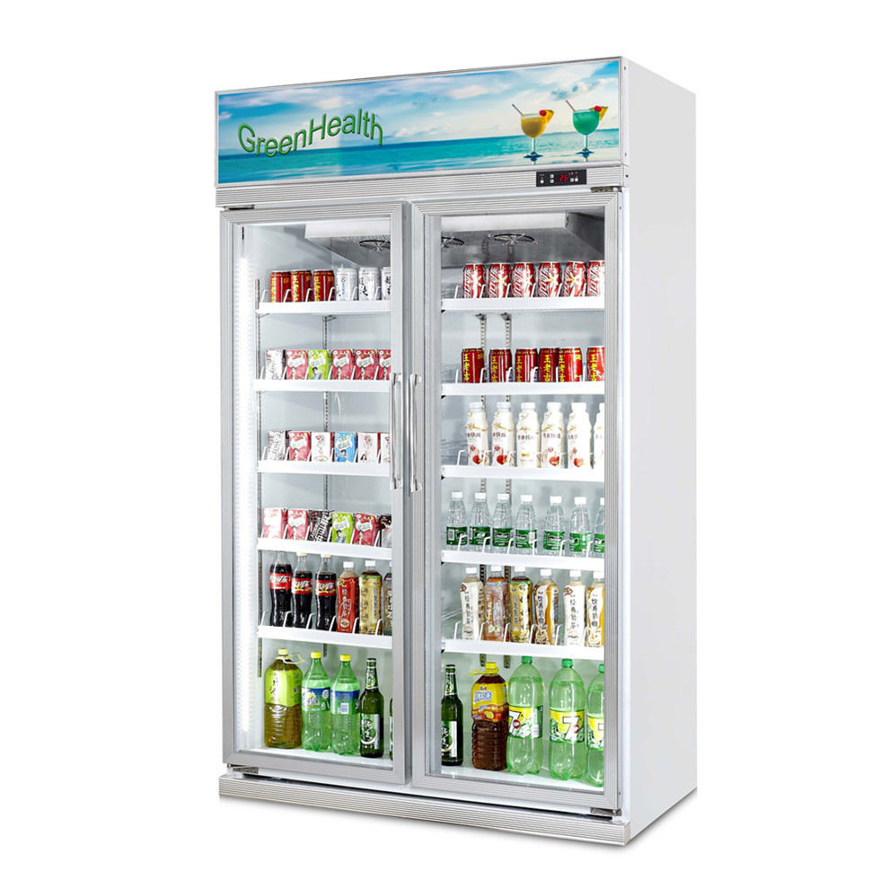 Verstellbare Regal-zeigen Glastür-Gefrierschrank-Getränkeanzeigen-Kühlvorrichtung/Getränke Kühlschrank an