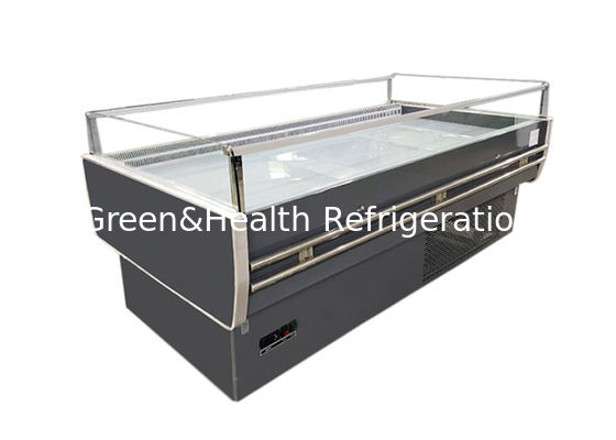 Offener Supermarkt-Insel-Gefrierschrank mit flacher Oberseite, kommerzieller Fleischkühlschrank mit LED