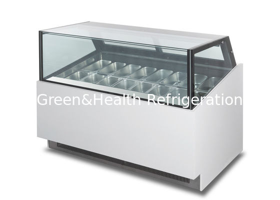 Quadratische Art 16 Wannen-Eiscreme-Anzeigen-Gefrierschrank mit Glasschiebetür