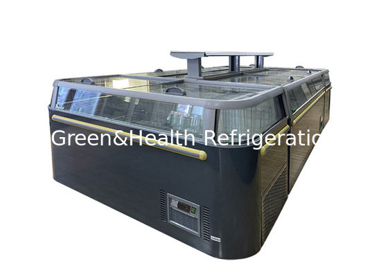 -18~-22℃ Handelssupermarkt-Insel-Gefrierschrank-Glasschiebetür-gefrorener Insel-Mähdrescher-Gefrierschrank