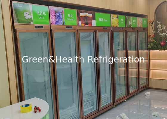 Supermarkt-Glastür-aufrechter Anzeigen-Kühlschrank-Getränkekühlschrank 452L