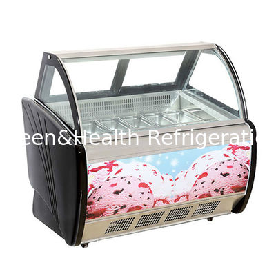 12 Pfannen Graue Farbe Italienisches Gelato-Display Gefrierschrank Für Eiswarenladen