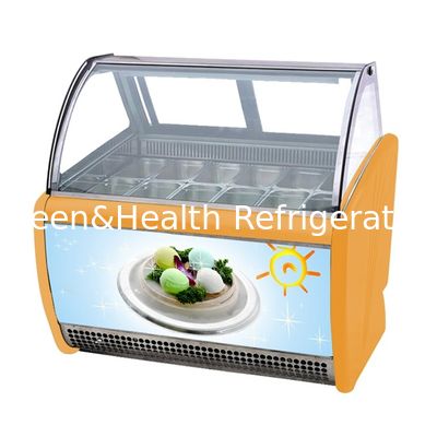 Kommerzielle Gelato-Eis-Anzeige Gefrierschrank mit 8/10/12/14/16 Pfannen