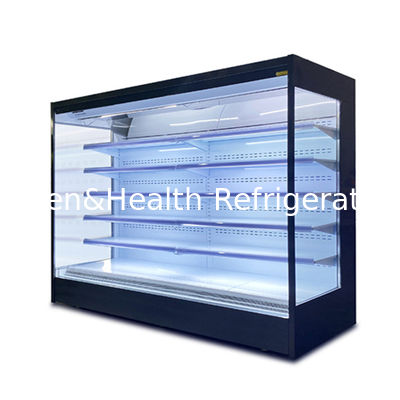 LED-Display Mehrdeck-Offener Kühlschrank mit einer einzigen Temperatur und 4 Regalen