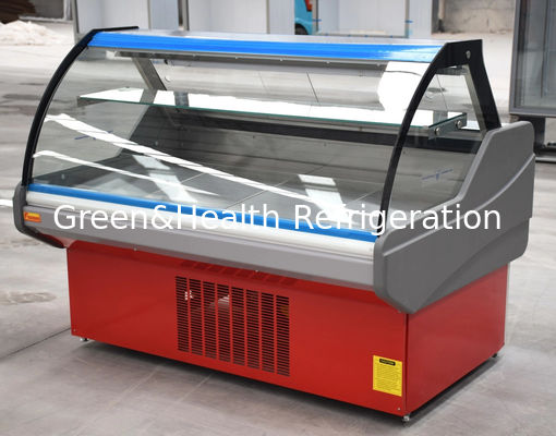 Gekrümmtes Glas Deli Fleisch Display Kühlschrank Rot Fleisch Service Fall