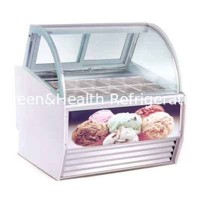 Eiswarenladen Schaufel Eis Display Gefrierschrank Gelato Gefrierschrank mit geschwungenem Glas