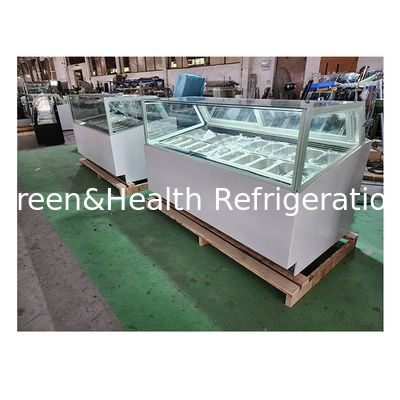 Gekrümmtes/rechtswinkliges Glas Edelstahl Eis-Display Gefrierschrank