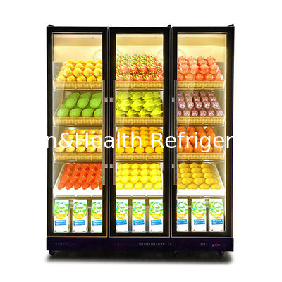 Kommerzielle Drei-Glas-Türen Mehrfach-LED-Leuchten Getränke Kühlschrank Anzeige Gefrierschrank